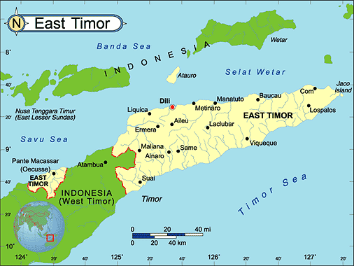 east timor map indonesia
